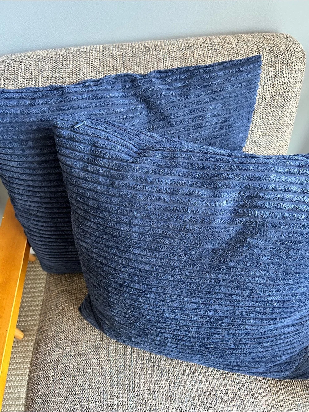 Blue Textured Decorative Throw Pillow Pair